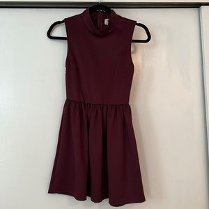 Burgundy mock neck dress